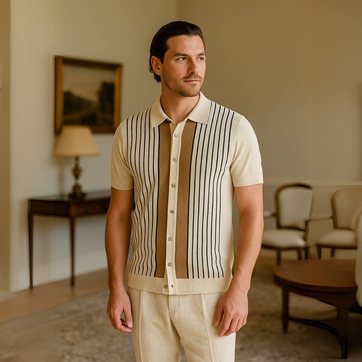 Polo Shirt Montelle Striped Knit