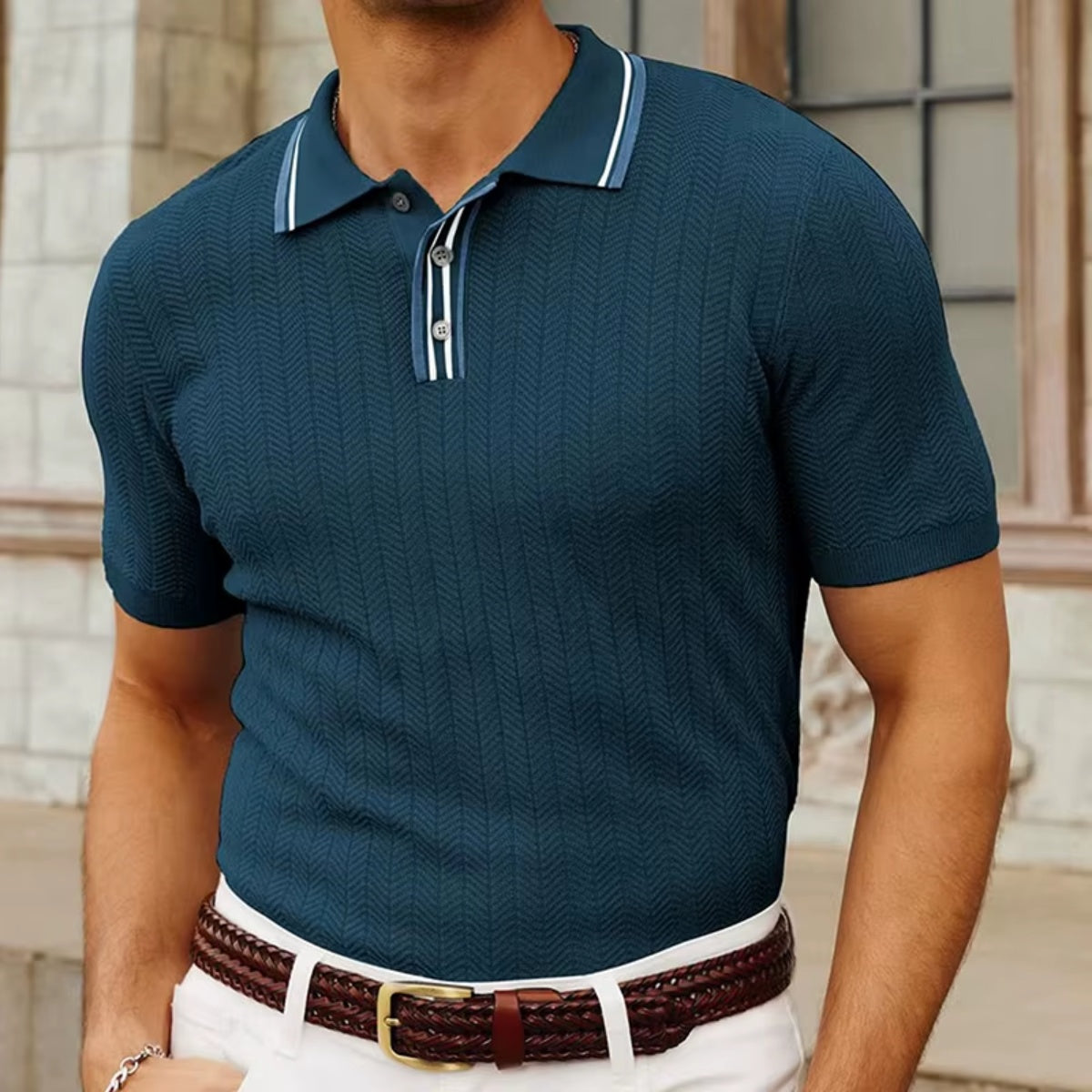 Polo Shirt Loreanni Ribbed